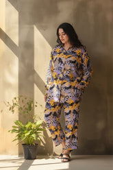 Ready-to-Wear Abstract Print Co-Ord Set – With Collar | Khaleesi Clothing