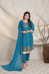 Ready-to-Wear Georgette with Lining 3-Piece Suit | Elegant Formal Wear