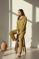 Ready-to-Wear Striped Co-Ord Set – Two Vibrant Colors (Red & Yellow) | Khaleesi Clothing