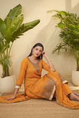 Ready-to-Wear Linen Georgette 3-Piece Suit | Elegant Formal Wear