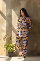 Ready-to-Wear Abstract Print Co-Ord Set – With Collar | Khaleesi Clothing