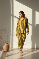 Ready-to-Wear Striped Co-Ord Set – Two Vibrant Colors (Red & Yellow) | Khaleesi Clothing