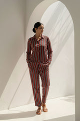 Ready-to-Wear Striped Co-Ord Set – Two Vibrant Colors (Red & Yellow) | Khaleesi Clothing
