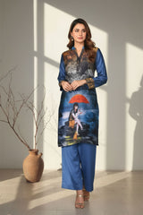 Ready-to-Wear Digital Printed Dull Silk Georgette Dress | Khaleesi Clothing