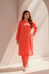 Ready-to-Wear Boski Linen 2-Piece Dress – Salmon Elegance | Khaleesi Clothing