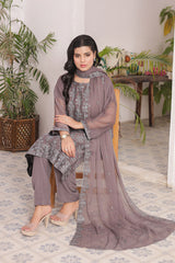Ready-to-Wear Chiffon Georgette Embroidered 3-Piece Suit | Elegant Formal Wear