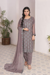 Ready-to-Wear Chiffon Georgette Embroidered 3-Piece Suit | Elegant Formal Wear
