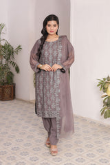 Ready-to-Wear Chiffon Georgette Embroidered 3-Piece Suit | Elegant Formal Wear