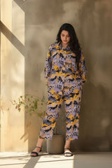 Ready-to-Wear Abstract Print Co-Ord Set – With Collar | Khaleesi Clothing