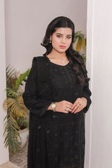 Ready-to-Wear Black Chiffon Georgette Embroidered 3-Piece Suit | Elegant Formal Wear