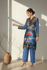 Ready-to-Wear Digital Printed Dull Silk Georgette Dress | Khaleesi Clothing