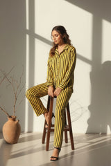 Ready-to-Wear Striped Co-Ord Set – Two Vibrant Colors (Red & Yellow) | Khaleesi Clothing