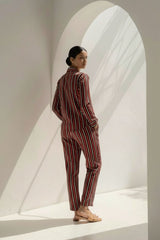 Ready-to-Wear Striped Co-Ord Set – Two Vibrant Colors (Red & Yellow) | Khaleesi Clothing