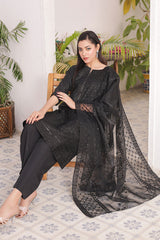 Ready-to-Wear Organza Embroidered 3-Piece Suit | Elegant Formal Wear