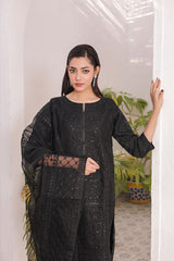 Ready-to-Wear Organza Embroidered 3-Piece Suit | Elegant Formal Wear