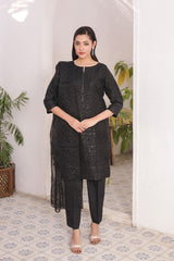 Ready-to-Wear Organza Embroidered 3-Piece Suit | Elegant Formal Wear