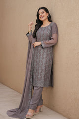 Ready-to-Wear Chiffon Georgette Embroidered 3-Piece Suit | Elegant Formal Wear