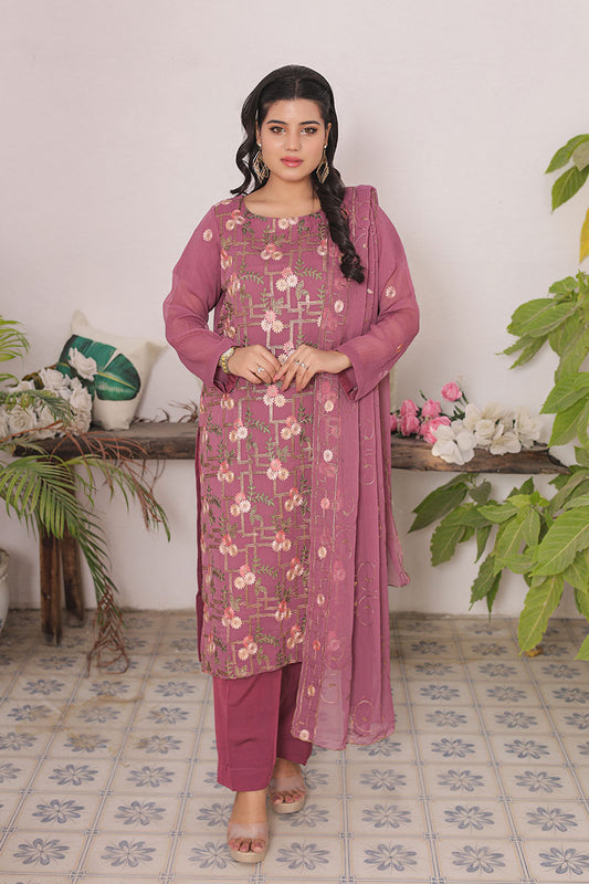 Ready-to-Wear Chiffon Georgette Embroidered 3-Piece Suit | Elegant Wear