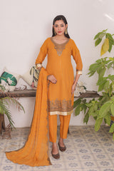 Ready-to-Wear Linen Georgette 3-Piece Suit | Elegant Formal Wear