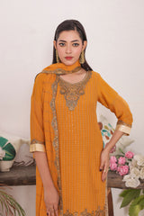 Ready-to-Wear Linen Georgette 3-Piece Suit | Elegant Formal Wear