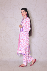 Women’s floral printed lawn 3-piece suit in pink and purple – Khaleesi Clothing