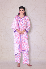Women’s floral printed lawn 3-piece suit in pink and purple – Khaleesi Clothing