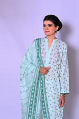 Mint green floral printed lawn 3-piece suit for women – Khaleesi Clothing Summer Collection
