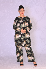 Ready-to-wear tropical print co-ord set for women – available with collar and without collar – Khaleesi Clothing